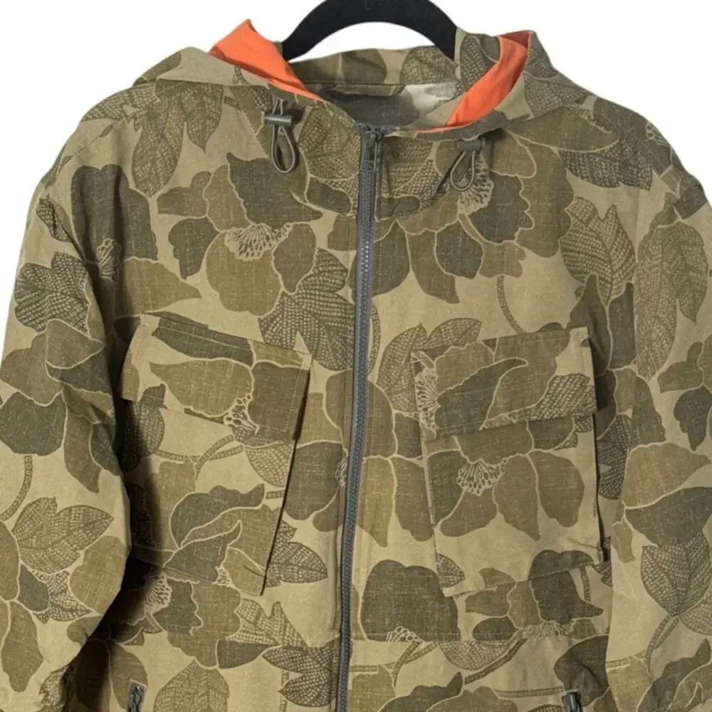 Sun + Stone Mens Camo Green Leaf Print Full Zip Hooded Windbreaker Size L NWT - Picture 13 of 14